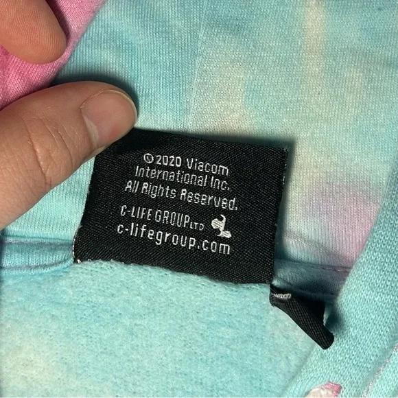 MTV Pastel Pink and Blue Tie Dye Hoodie with Logo Small - Picture 9 of 11